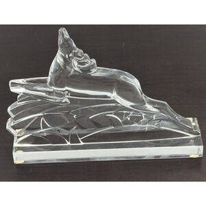 Baccarat France Crystal Deer Ram Gazelle Sculpture Figurine Paperweight 6.25" H